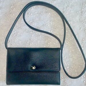 NWOT Leather Crossbody Wallet on Strap in Black